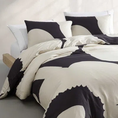 Marimekko Iso Unikko Organic Cotton Charcoal Duvet Cover Set In Neutral