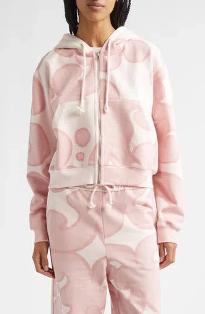 Marimekko Joggi Keidas Kioski French Terry Full Zip Hoodie In Light Pink Off White