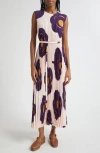 Marimekko Juhlia Tumma Pleated Belted Sleeveless Maxi Dress In Neutral