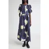 Marimekko Juhlinta Kehaukka Puff Sleeve Cotton Maxi Dress In Blue