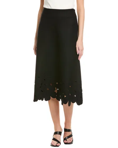 Marimekko Kartio Unikko Wool-blend Midi Skirt In Black