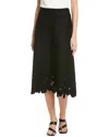 Marimekko Kartio Unikko Wool-blend Midi Skirt In Black