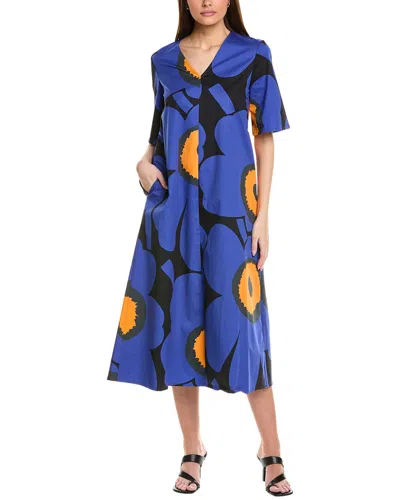 Marimekko Kellotus Unikko Maxi Dress In Blue