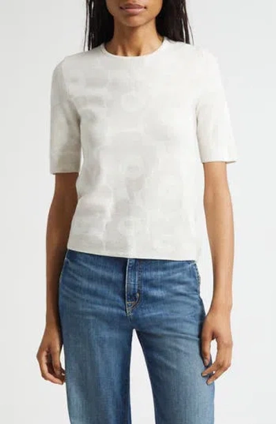Marimekko Kertyä Unikko Jacquard Merino Wool Blend Knit Top In White