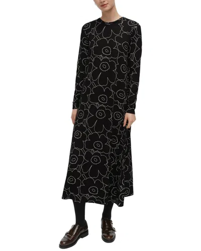 Marimekko Kolmin Piirto Unikko Jersey Dress In Black