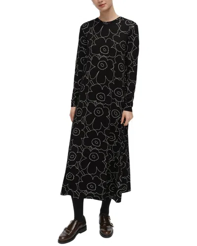 Marimekko Kolmin Piirto Unikko Jersey Dress In Black