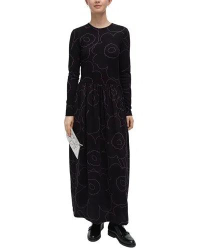 Marimekko Kukkaset Piirto Unikko Jersey Dress In Black