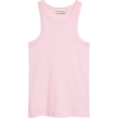 Marimekko Kupla Unkko Embroidered Flower Ribbed Stretch Cotton Tank Top In Pink