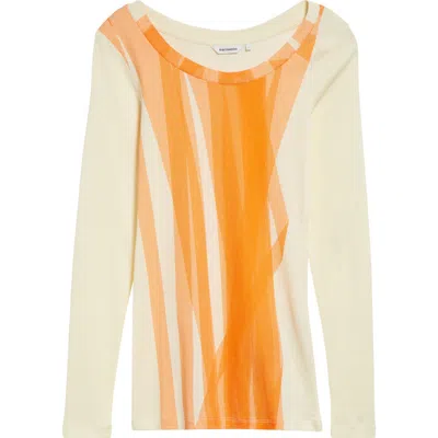 Marimekko Kuulto Vire Long Sleeve Knit Top In Light Yellow Orange