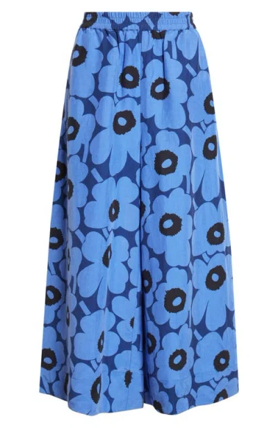 Marimekko Kuvio Unikko Crop Wide Leg Pants In Blue