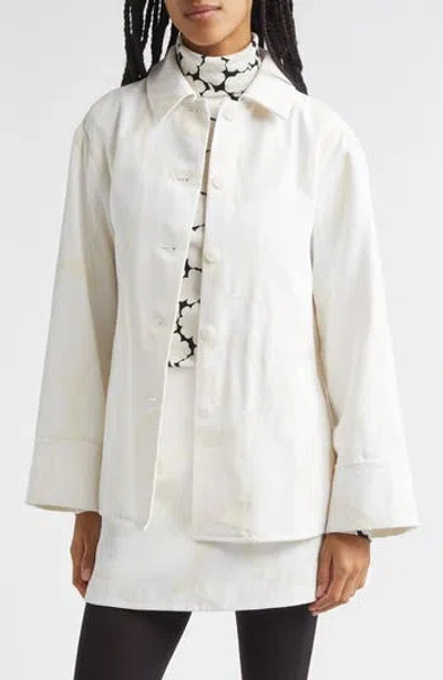 Marimekko Ladonta Unikko Jacquard Oversize Faille Shirt Jacket In White