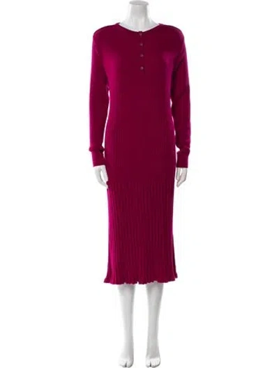 Pre-owned Marimekko Lambswool Midi Length Dress In Red