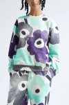 Marimekko Leiot Unikko Floral French Terry Sweatshirt In Multi