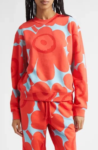 Marimekko Leiot Unikko Kioski French Terry Sweatshirt In Orange