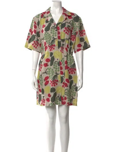 Pre-owned Marimekko Linen Mini Dress In Neutrals