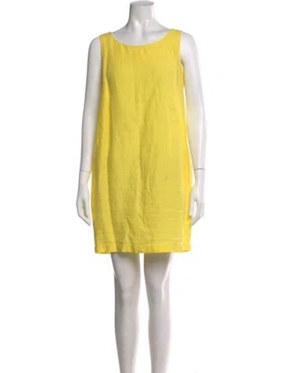 Pre-owned Marimekko Linen Mini Dress In Yellow