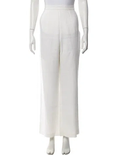 Pre-owned Marimekko Linen Wide Leg Pants In White