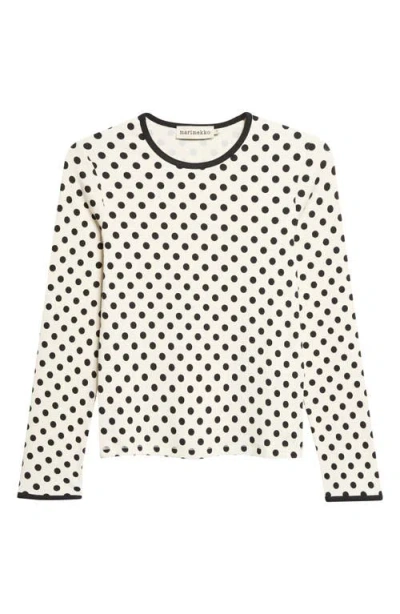 Marimekko Lipua Palo Kioski Polka Dot Rib Knit Top In White