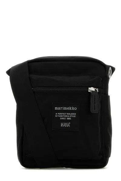 Marimekko Logo Patch Cash Carry Shoulder Bag In Black