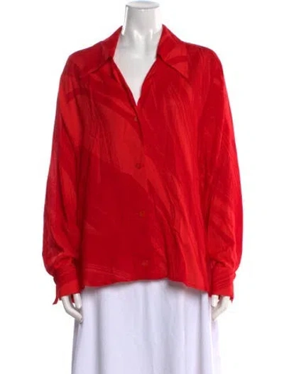 Pre-owned Marimekko Long Sleeve Blouse In Red