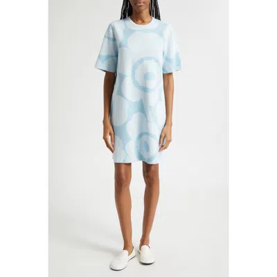 Marimekko Mahdollisuus Unikko Cotton Blend Knit Dress In Light Blue