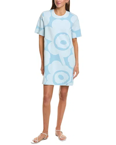 Marimekko Mahdollisuus Unikko Cotton Blend Knit Dress In Blue