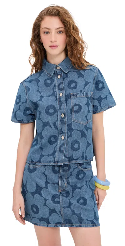 Marimekko Maridenim Kuvata Unikko Shirt Mid Indigo