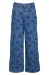 Marimekko Unikko Crop Cotton Stretch Twill Jeans In Blue