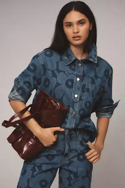 Marimekko Maridenim Vaihe Unikko Denim Shirt Top In Blue