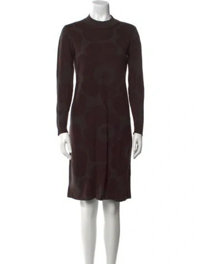 Pre-owned Marimekko Mock Neck Knee-length Dress In Brown