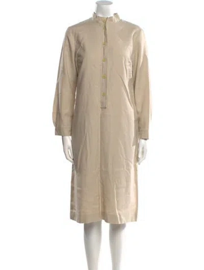 Pre-owned Marimekko Mock Neck Midi Length Dress In Neutral