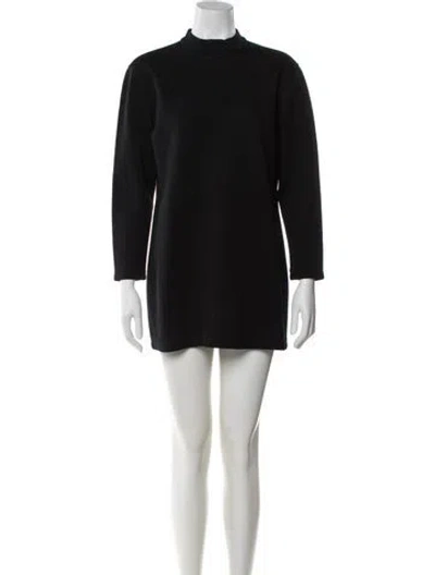 Pre-owned Marimekko Mock Neck Mini Dress In Black