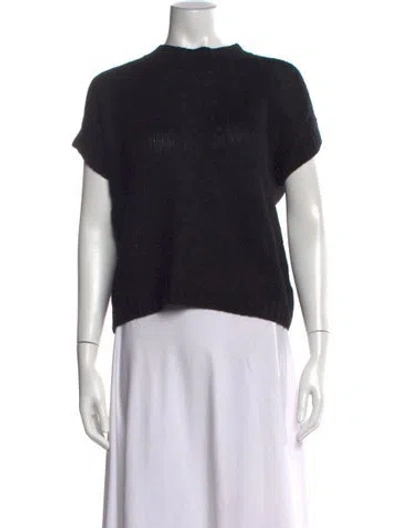 Pre-owned Marimekko Mohair Mock Neck Sweater In Black