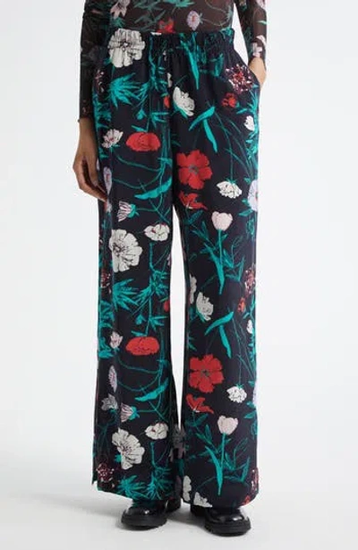 Marimekko Nitty Perenna Floral Pants In Black, Turquoise, Pink