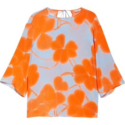 Marimekko Oaja Ketunleipa Top In Light Blue Orange Light Pink