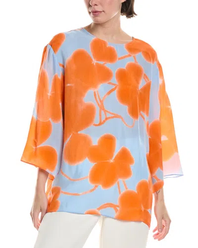 Marimekko Oaja Ketunleipa Top In Light Blue Orange Light Pink