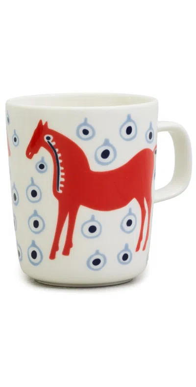 Marimekko Oiva Musta Tamma Mug Off White/orange Red/blue In Multi