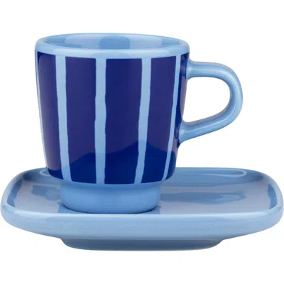 Marimekko Oiva Piccolo Espresso Cup & Saucer In Blue