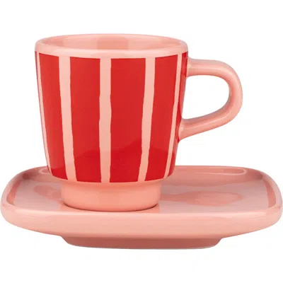 Marimekko Oiva Piccolo Espresso Cup & Saucer In Pink