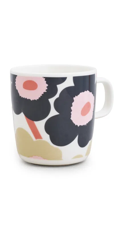 Marimekko Oiva Unikko Mug Off White/charcoal/sand/pink In Multi