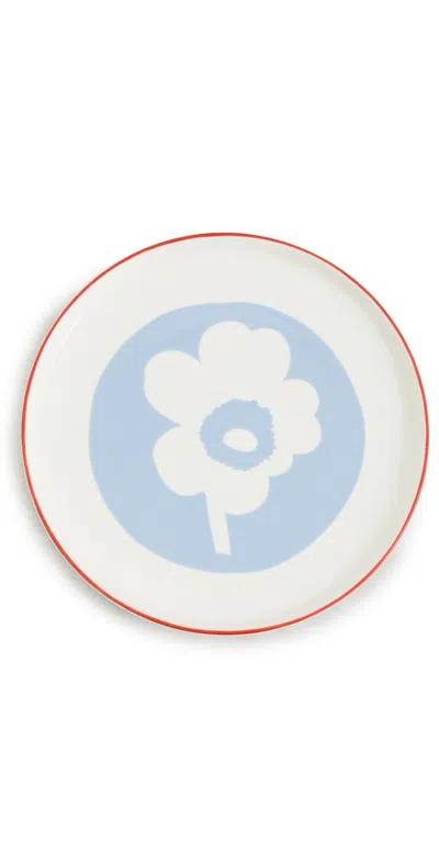 Marimekko Oiva Unikko Plate White/light Blue/orange Red
