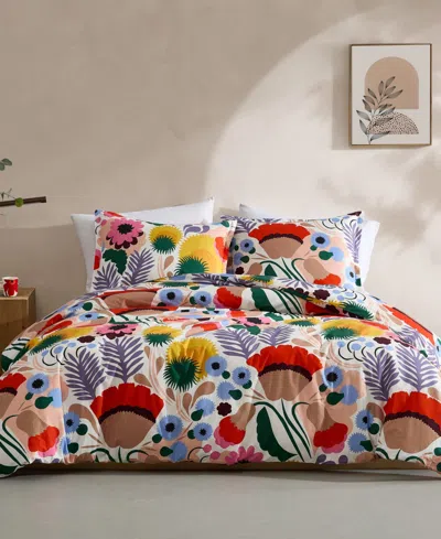 MARIMEKKO OJAKELLUKKA COTTON PERCALE 3-PC. DUVET COVER SET, FULL/QUEEN