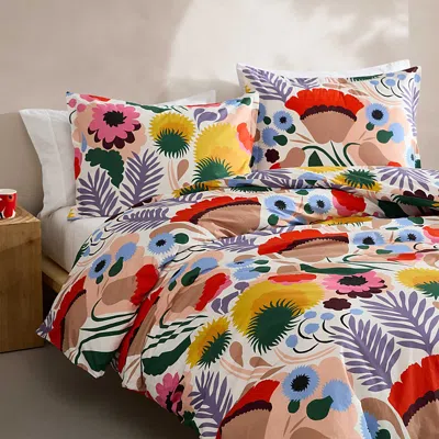 Marimekko Ojakellukka Cotton Percale 3 Piece Comforter Set, Full Queen In Multi