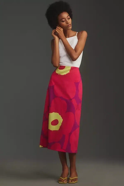 Marimekko Olemus Unikko Cotton Midi Skirt In Multicolor