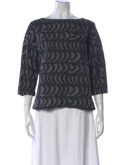 Pre-owned Marimekko Patterned Bateau Neckline Top In Gray