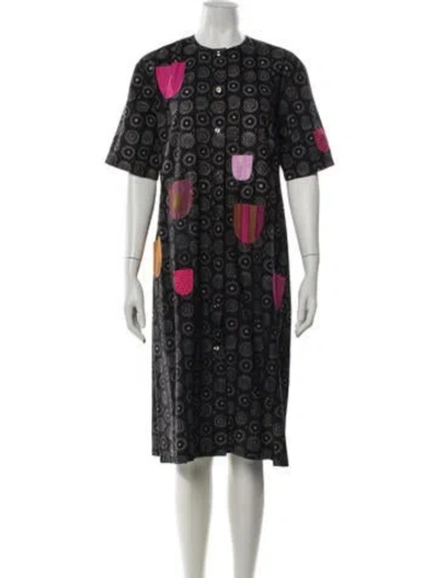 Pre-owned Marimekko Patterned Knee-length Dress In Black
