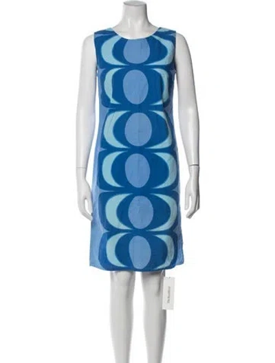 Pre-owned Marimekko Patterned Knee-length Dress In Blue