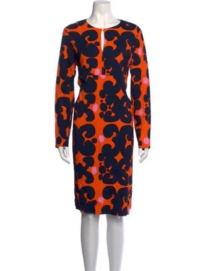 Pre-owned Marimekko Patterned Knee-length Dress In Blue/orange