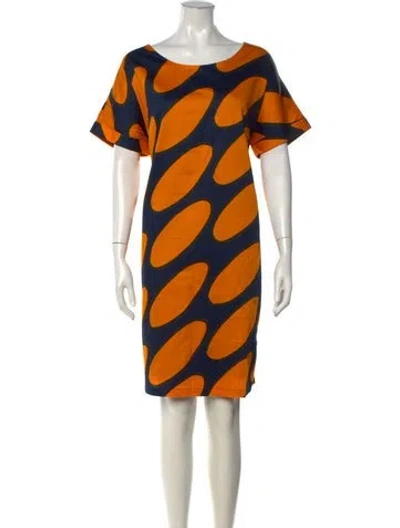 Pre-owned Marimekko Patterned Knee-length Dress In Orange