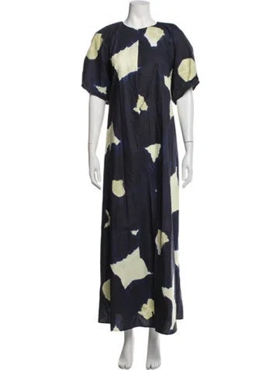 Pre-owned Marimekko Patterned Long Dress W/ Tags In Blue